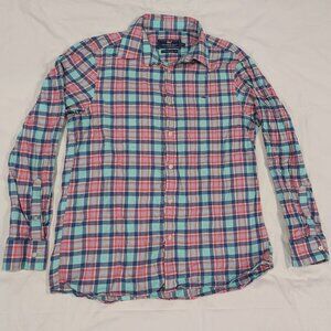 Vineyard Vines Classic Fit Whale Shirt Large Coral Navy Lt. Blue Cotton